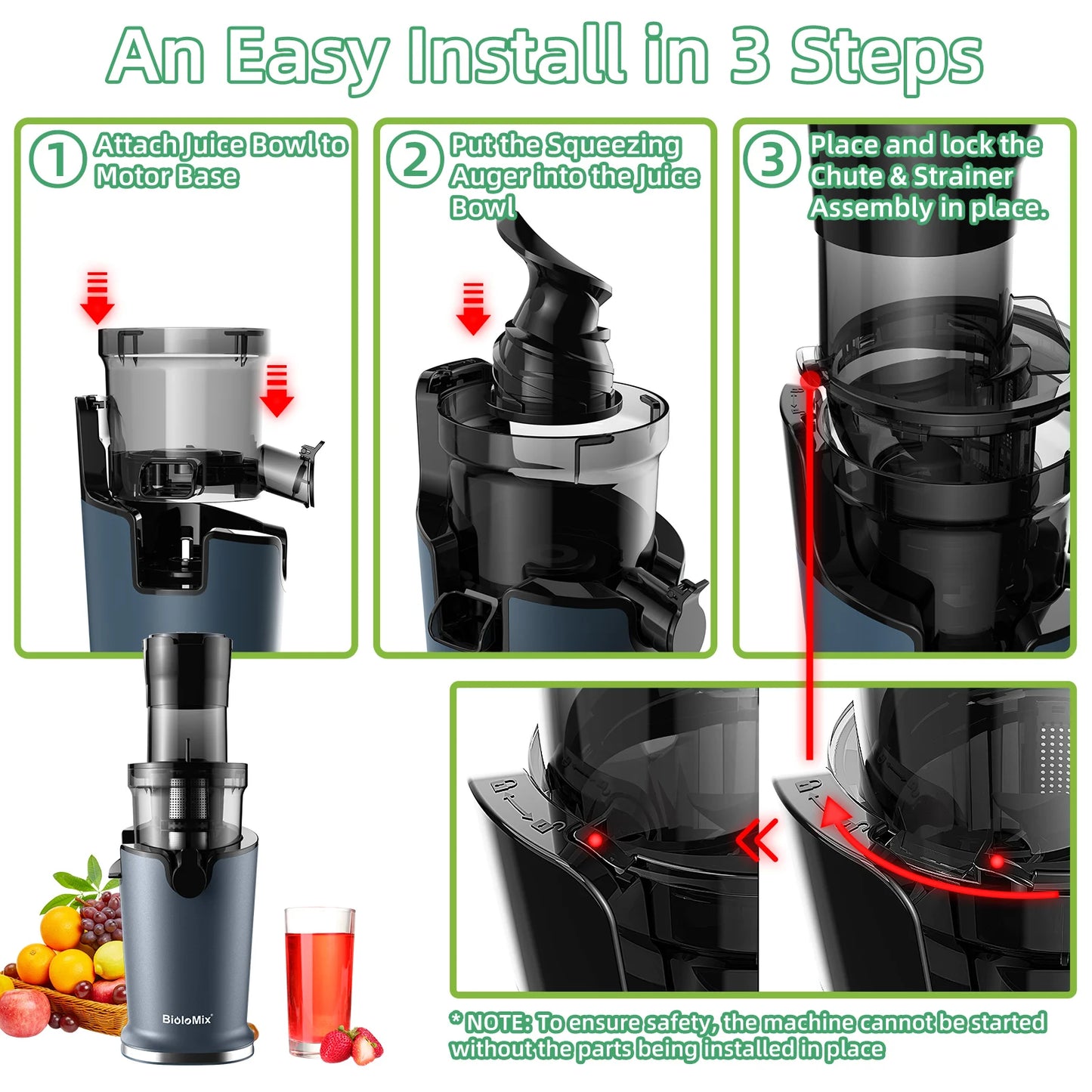 Juicezo Cold Press Slow Juicer 200W
