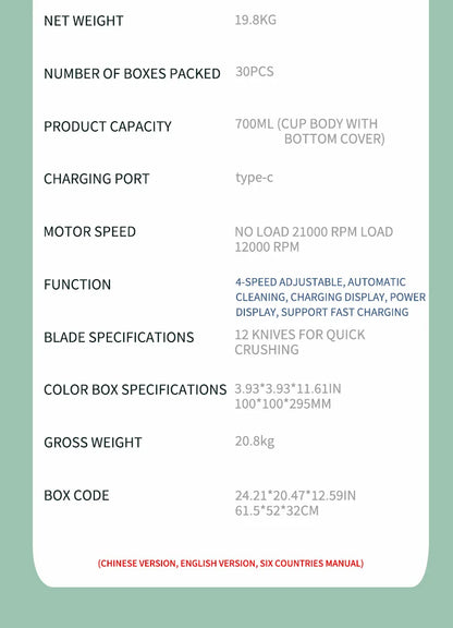 Juicezo 12-Blade Smart Portable Blender 700ML