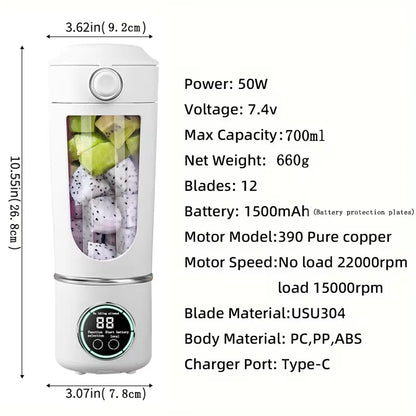 Juicezo 12-Blade Smart Portable Blender 700ML